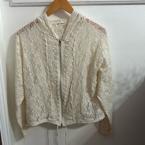 Lace Zip-Up with Hoodie